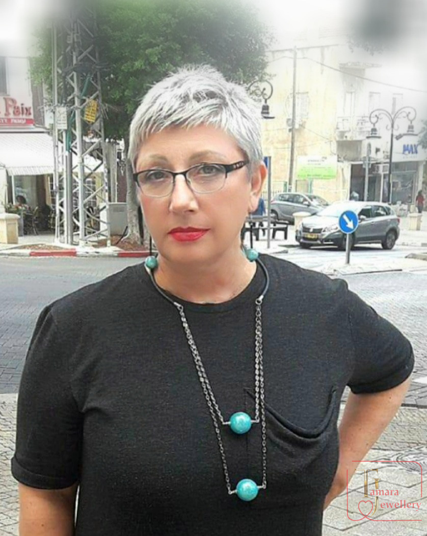 Tamara Iousha - "Urban Pulse" Statement Choker with Acrylic Beads and Steel Chain