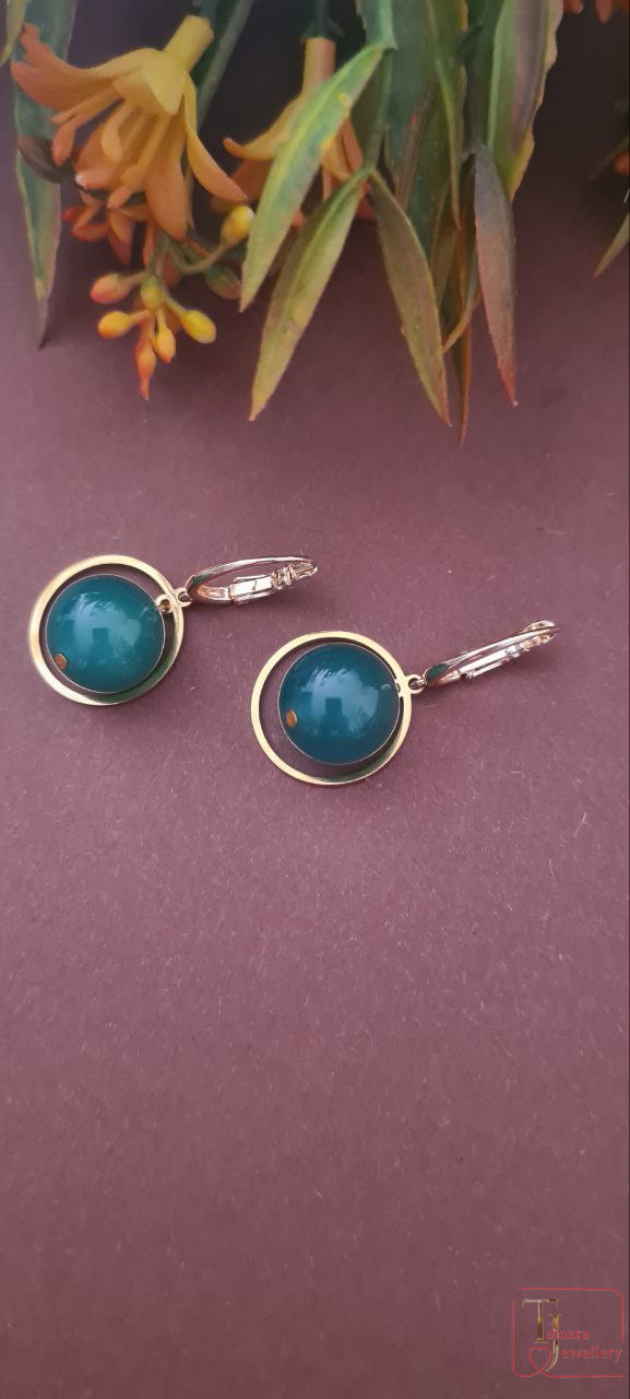 Серьги из зелёного агата